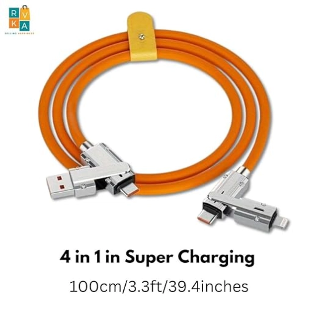 4 in 1 Data Cable| Fast Charging | Cable & Accessories with USB Type - C, iOS Charges Cable & USB Port (Pack of 1)