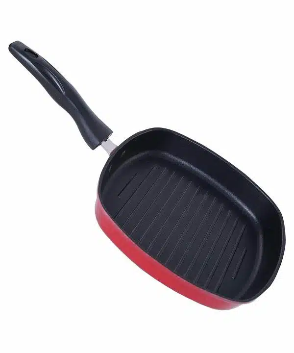 Xtend Aluminium Gas Stove Compatible Non Stick Grill Pan (Pack of 1, Red) (SI-11)