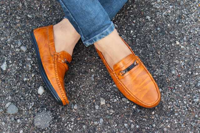 Latest Stylish Causal Formal Office Outdoor Synthetic Loafer Shoes (Tan, UK 6) (kk-235)