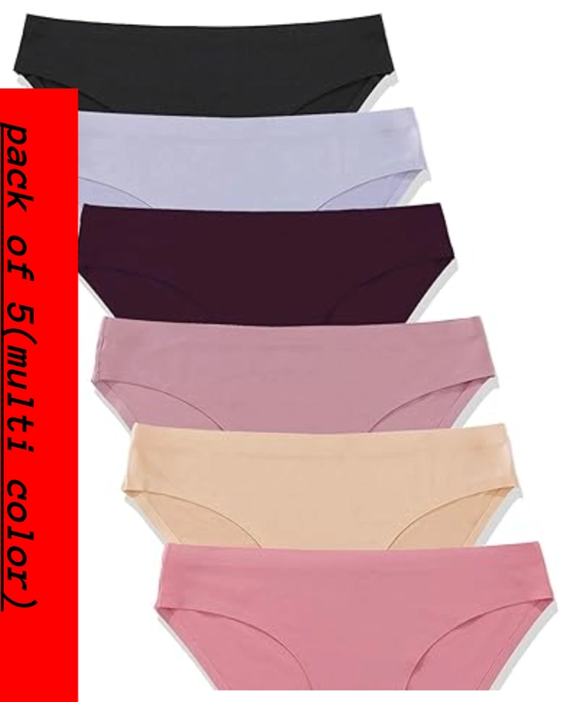 Silk Solid Hipster Ice Silk Panties for Women (Assorted, S) (Pack of 5)