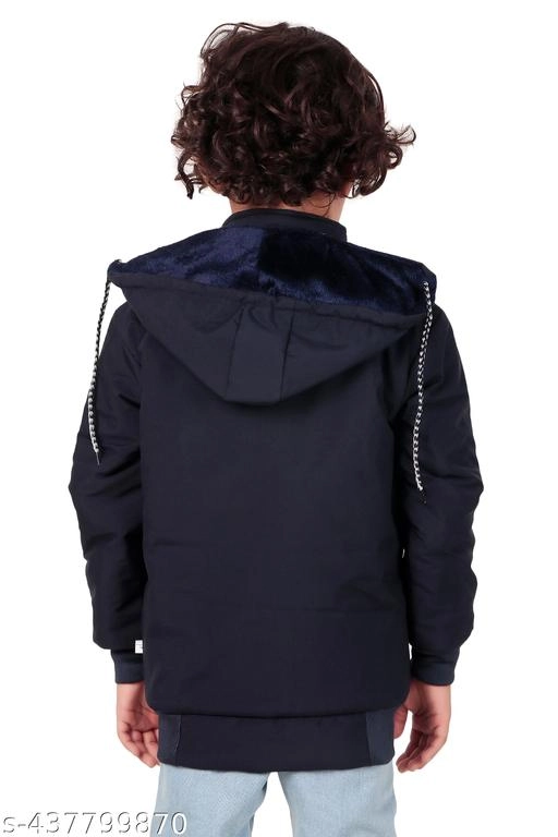 Polyester Jacket for Boys (Navy Blue, 1-2 Years)