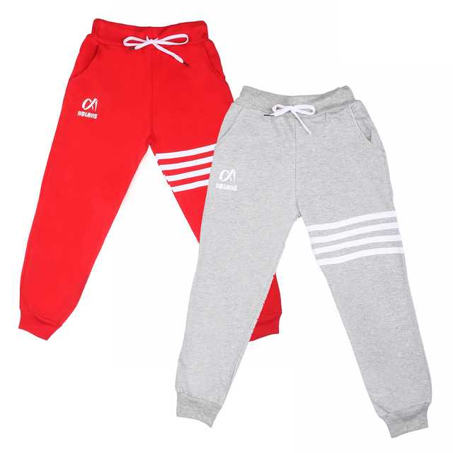 Casual Trackpant for Boys (Pack Of 2) (Red & Grey, 7-8 Years) (A-10)