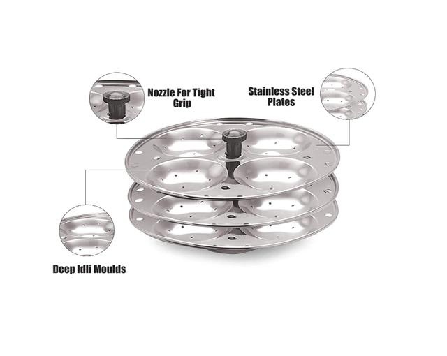 JENSONS Stainless Steel 3 Plate Idli Stand (Silver, A-99, Pack of 1)