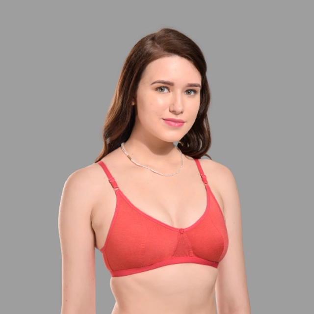 Hosiery Solid Non-Padded Bra for Women (Peach, 28)