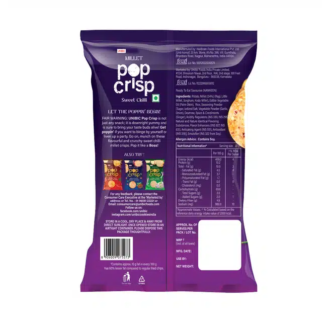 Unibic Millet Pop Crisp Sweet Chilli 40 g