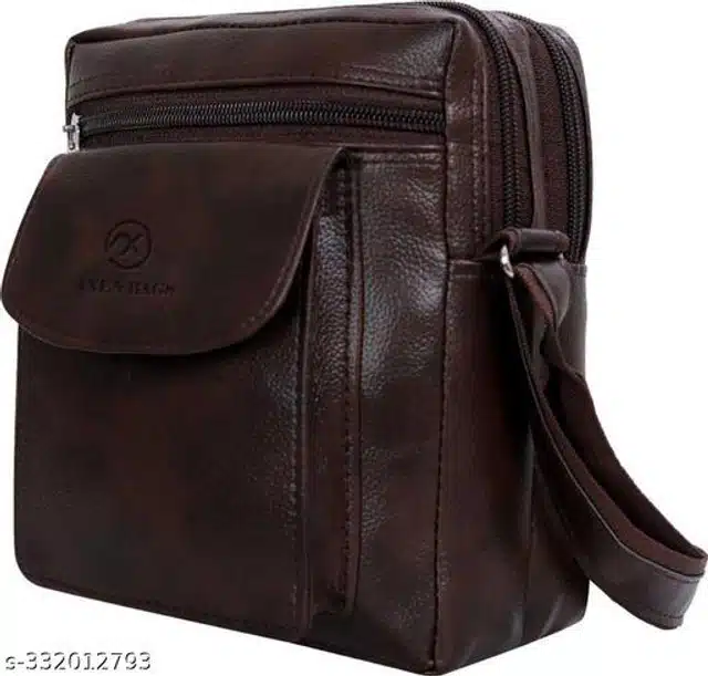 Faux Leather Sling Bag for Men & Women (Brown)