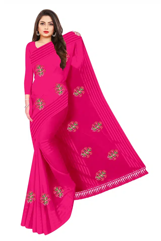 Art Silk Saree for Women (Pink, 6.1 m)