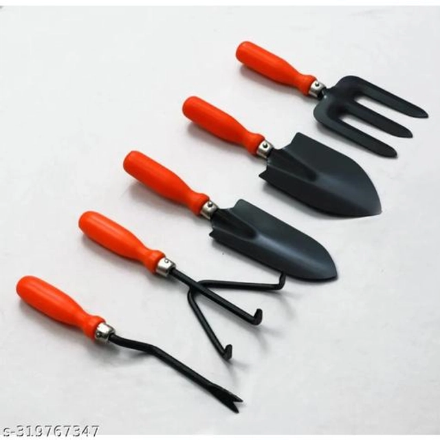 Iron Gardening Tools (Black & Orange, Set of 5)