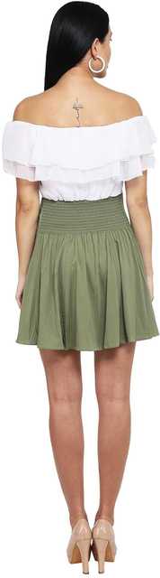 Stylish New Cotton Lycra Blend Women Solid Off Shoulder Dress (Mint Green, M) (ITN-80)