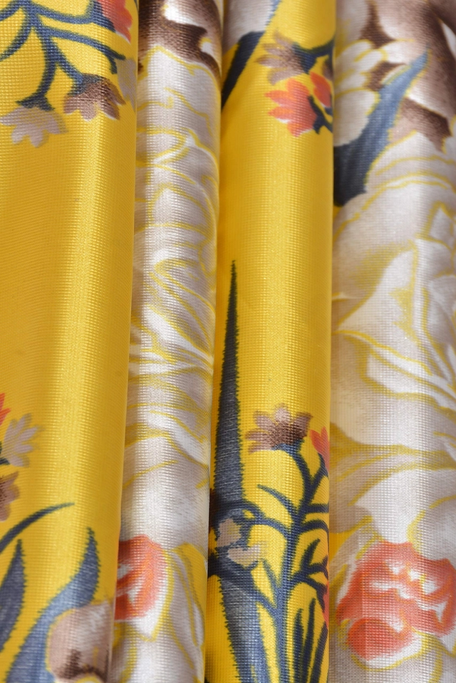 Polyester Printed Window & Door Curtains (Pack of 2) (Yellow, 5 feet)