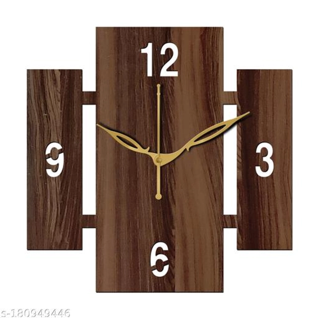 Wooden Wall Clock for Home (Brown)