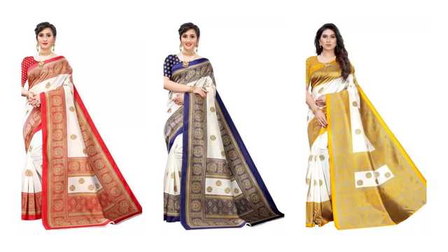 Trendy Art Silk Saree With Blouse Piece For Women (Pack Of 3) (Multicolor, 6.3 m) (M-5942)