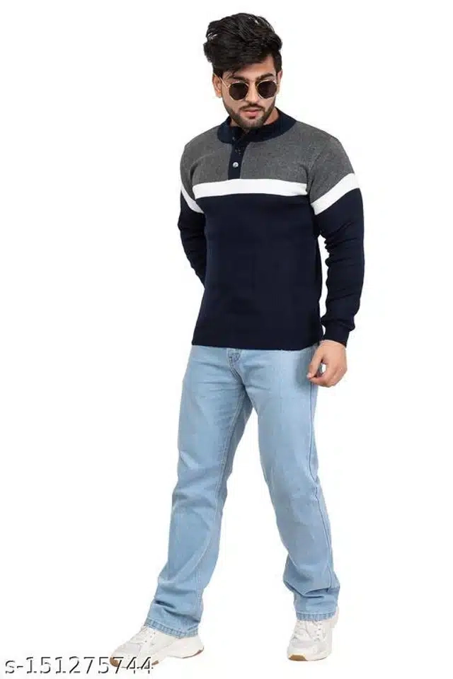 Acrylic Sweater for Men (Multicolor, M)