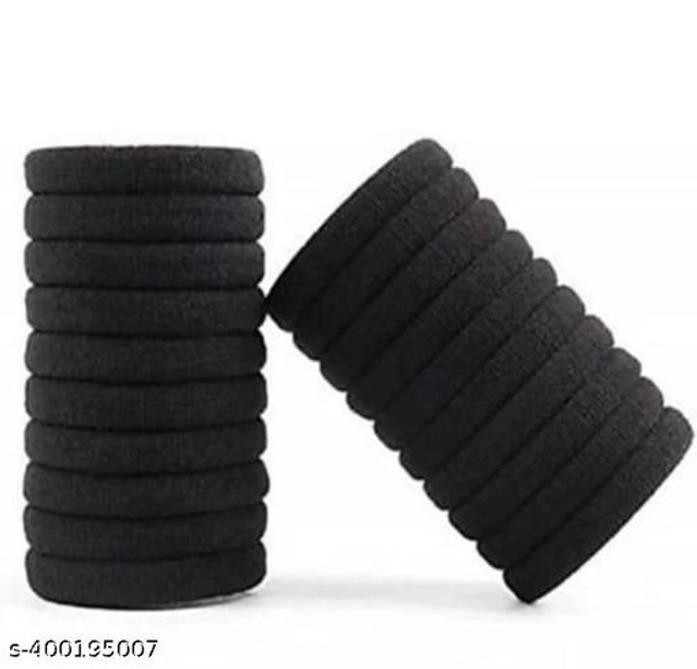 Rubber Hair Band for Women (Black, Pack of 30)