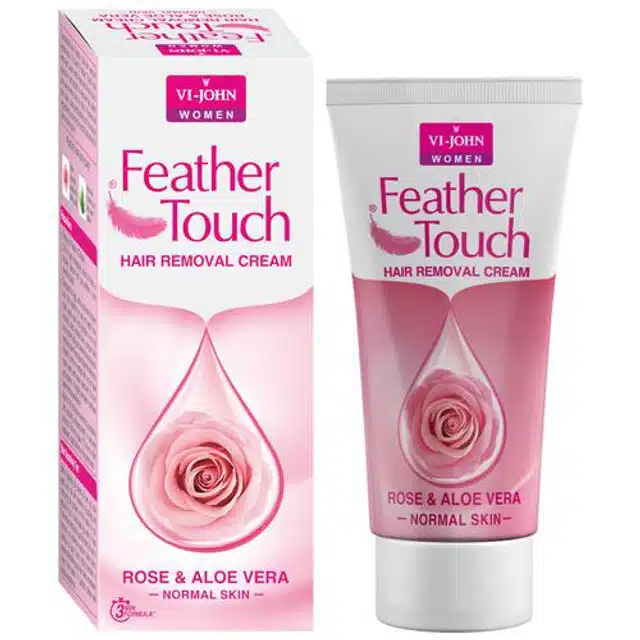 VI-JOHN Feather Touch Hair Removal Cream Rose & Aloe Vera Tube for Normal Skin 40 g