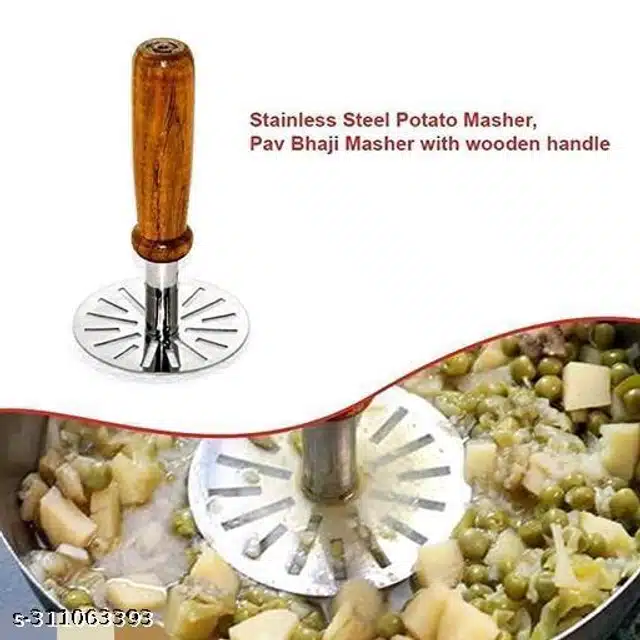 Stainless Steel Masher (Brown & Silver, Pack of 2)