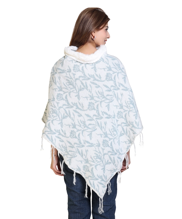 Woolen Self-Design Ponchos for Women (Multicolor, M)