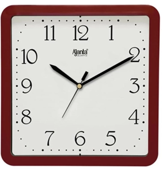 Plastic Ajanta Wall Clock (Red, 22 cm)