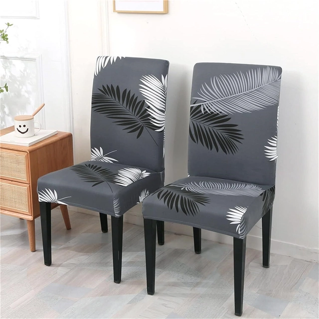 Polycotton Printed Chair Covers (Grey, 45x50 inches) (Pack of 2)