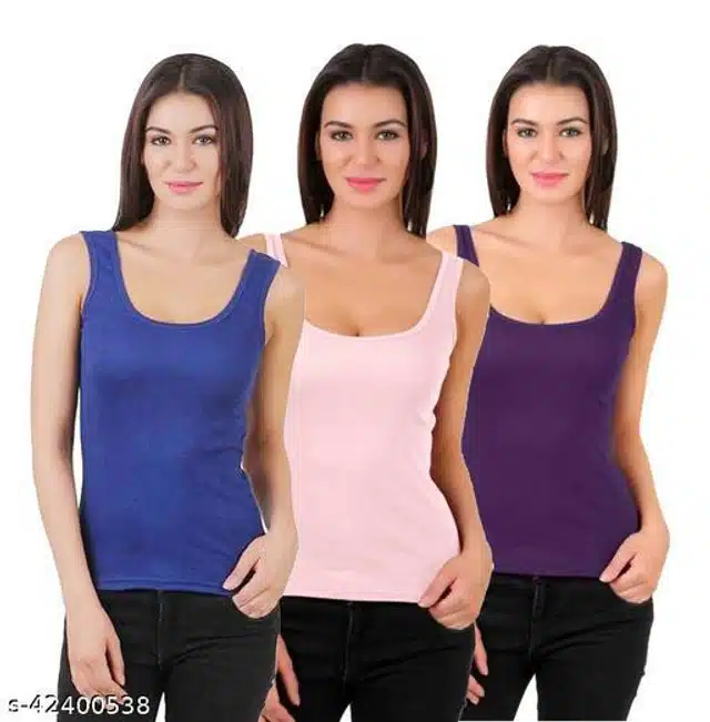  Women Pack Of 3 Multicolor Cotton Camisoles / Women Cotton  Camisole