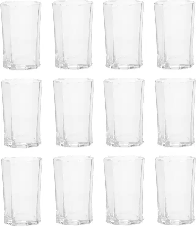 Water cum Juice Glass (Transparent, 200 ml) (Pack of 12)