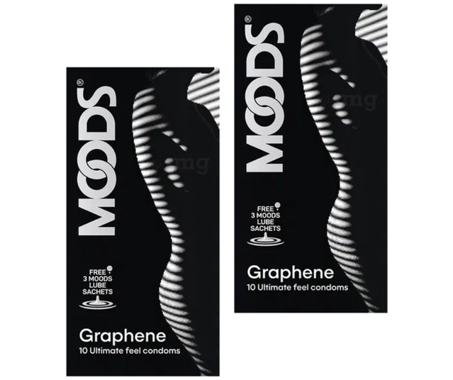 Moods Graphene 10 Pcs Condoms with 3 Pcs Free Lube Sachets (Pack of 2)