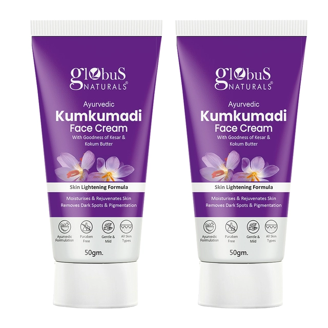 Globus Naturals Ayurvedic Kumkumadi Skin Lightening Face Cream (50 g, Pack of 2)