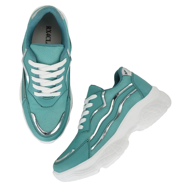 Sports Shoes for Women (Sea Green & White, 6)