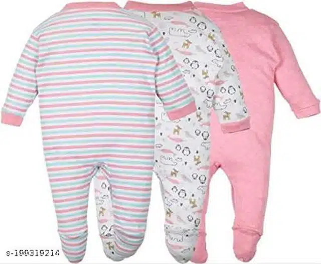 Cotton Rompers for Kids (Pink, 0-3 Months)