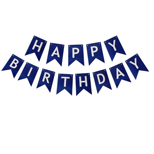 Bzore Happy Birthday Decoration Banner (Dark Blue)