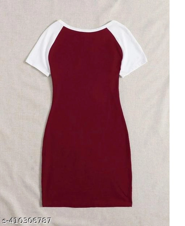 Cotton Blend Dress for Girls (Maroon & White, 4-5 Years)