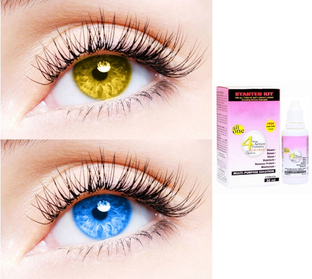 Colored Zero Power Contact Lenses for Men & Women (Mustard & Blue, 8.6 mm) (Pack of 2)