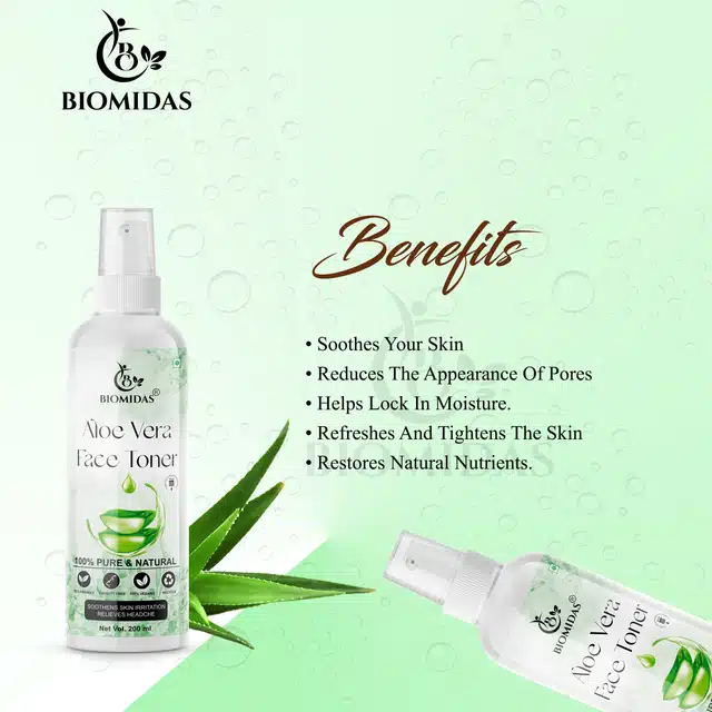 Biomidas Natural Aloe Vera Toner for Cleansing & Refreshing Skin (200 ml)