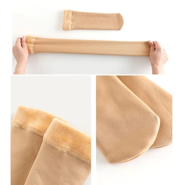 Fleece Winter Ankle Length Thumb Socks for Women (Beige, Set of 3)