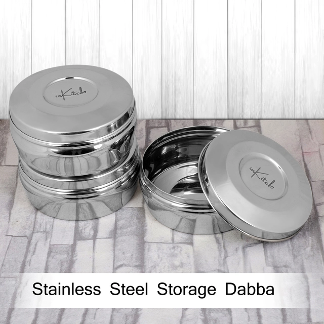 Inkitch Stainless Steel Storage Container with Lid for Kitchen (Silver, Pack of 3)