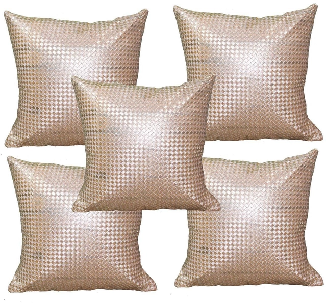 Jute Cushion Covers (Beige, 16x16 inches) (Pack of 5)