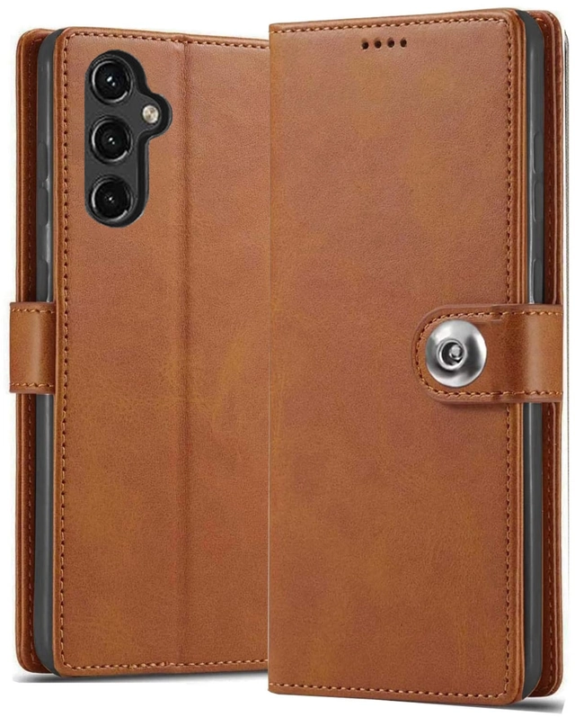 Artificial Leather Mobile Flip Cover for Samsung A54 5G -SM-A546E (Brown)