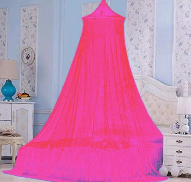 Polyester Round Mosquito Net (Magenta, 7x7 Feet)