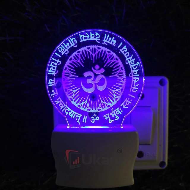 DM COLLECTION 3D Illusion LED Night Light With 7 LED Color Changing For Bedroom Decoration (Gayatri Mantra) (Pack of 1)