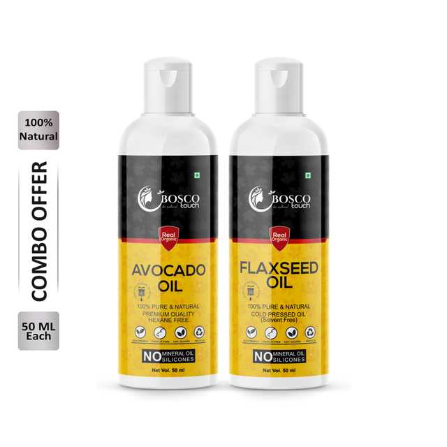 Bosco Touch Pure Avocado Oil (50 ml) & Flaxseed Oil (50 ml) Combo For Rapid Hair Growth (Pack Of 2) (B-1249)