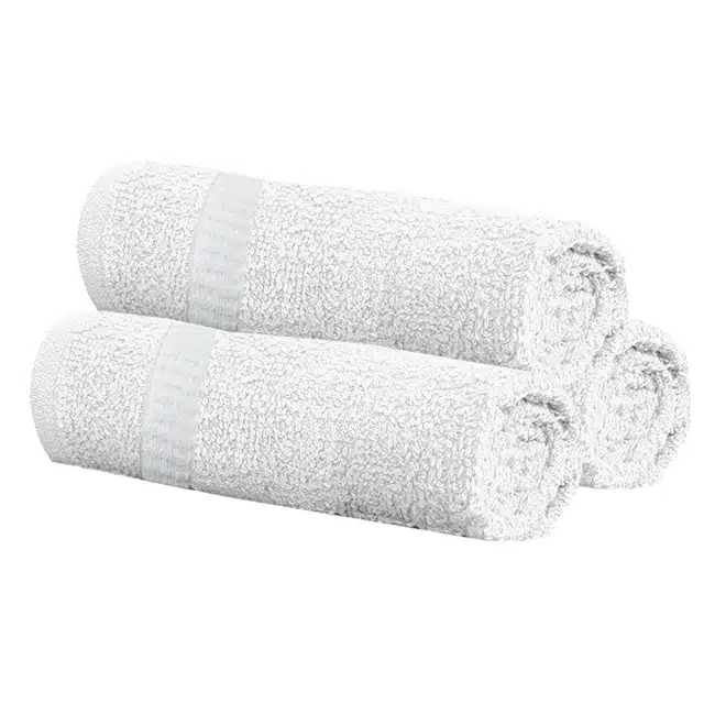 Cotton High Absorbent Antibacterial Hand Towels (Pack of 3) (White, 14x21 inches)