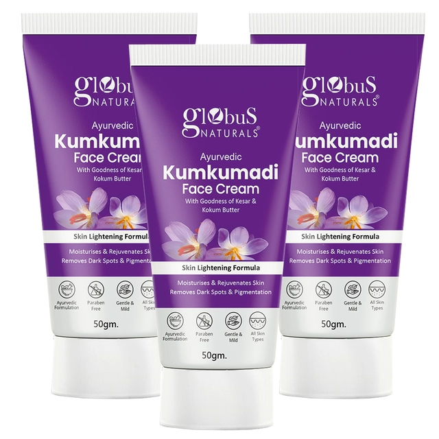 Globus Naturals Ayurvedic Kumkumadi Skin Lightening Face Cream (50 g, Pack of 3)