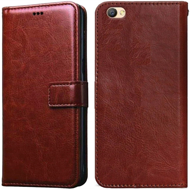Durable Artificial Leather Mobile Back Cover for Vivo Y55S 1610 (Brown)