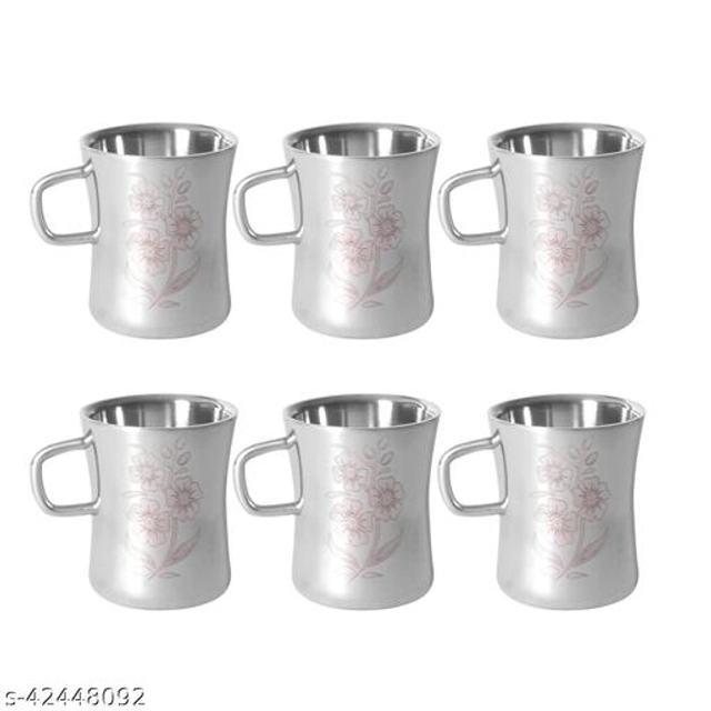 Stainless Steel Tea Cup (Multicolor, 100 ml) (Pack of 6)