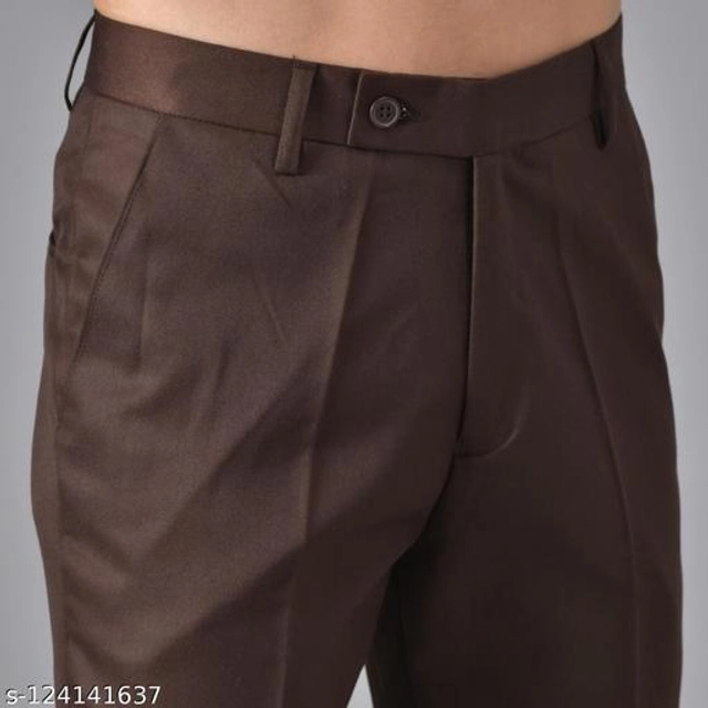 Cotton Blend Formal Pant for Men (Brown & Grey, 28) (Pack of 2)