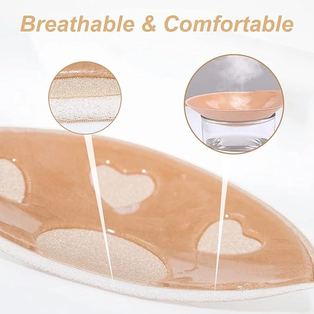 Invisible Strapless Backless Breast Lifting Patch Adhesive Bra Nipple Cover for Women (Beige, Free Size)