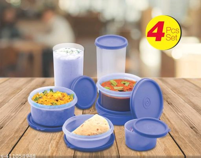 Plastic 4 Pcs Lunch Box (Multicolor, Set of 1)