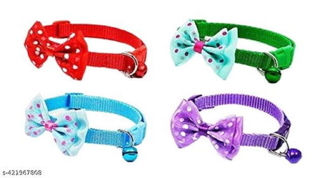 Adjustable Cat Collar with Bell (Multicolor, Pack of 2)