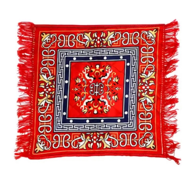 Velvet Aashan for Pooja (Multicolor, 2x2 Feet)