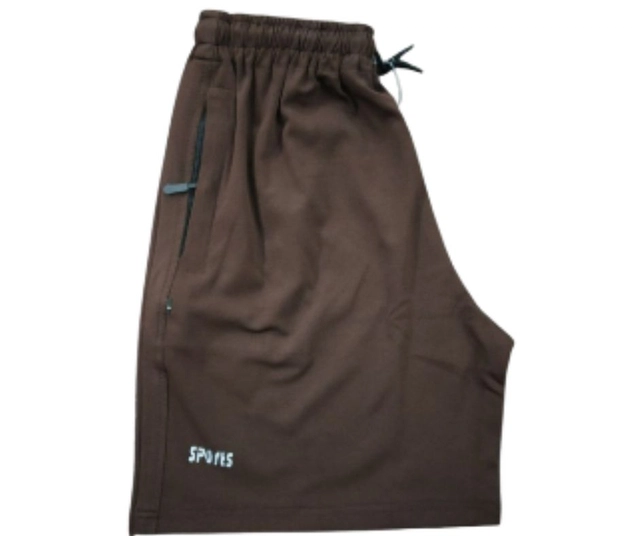 Lycra Solid Shorts for Men (Brown, L)